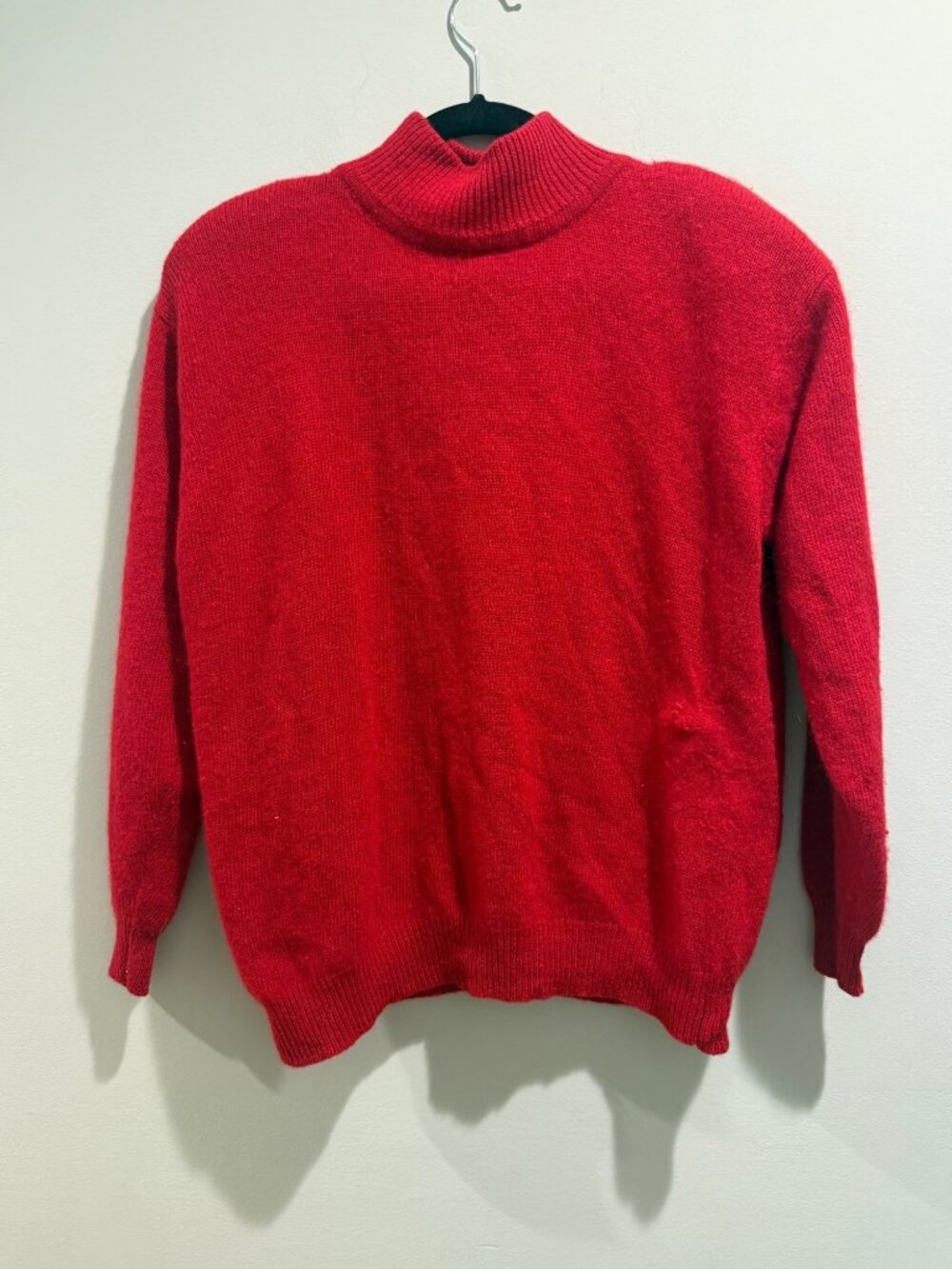 Vtg 80s 90s Milano Design Group Women's Red Lambswool Angora Mock Neck Sweater M